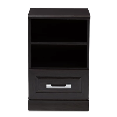 Odelia Modern And Contemporary Finished 1 Drawer Nightstand Dark Brown - Baxton Studio 4 Odelia Modern And Contemporary Finished 1 Drawer Nightstand Dark Brown - Baxton Studio - Image 2