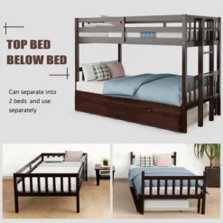 Costway Twin Over Twin Pull-Out Bunk Bed With Trundle Wooden Ladder WhiteEspresso 16 Costway Twin Over Twin Pull-Out Bunk Bed With Trundle Wooden Ladder WhiteEspresso -Baxton Furniture Store GUEST 010d3ae5 20b8 4332 abf3 ffa36d623e32