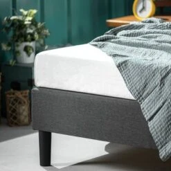 King Curtis Platform Bed Frame Charcoal Heather - Zinus -Baxton Furniture Store GUEST 01b64419 8be8 4968 be03 6beb597f025d