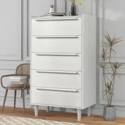 Clio Manufactured Wood Vertical 5-Drawer Chest With Solid Wood Legs Accent Cabinet-Maison Boucle -Baxton Furniture Store GUEST 01d94a58 71d7 4772 90b9 a087b823da7f