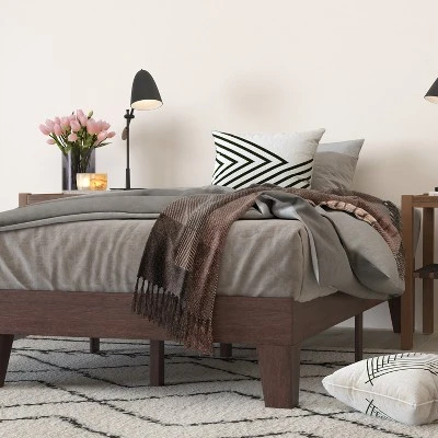 Merrick Lane Eduardo Platform Bed Frame, Solid Wood Platform Bed Frame With Slatted Support, No Box Spring Needed 4 Merrick Lane Eduardo Platform Bed Frame, Solid Wood Platform Bed Frame With Slatted Support, No Box Spring Needed - Image 2