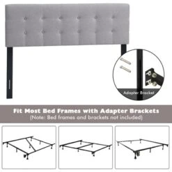 Costway Full/Queen Size Headboard Linen Fabric Upholstered Button Tufted Solid Wood Leg -Baxton Furniture Store GUEST 027d255e 3103 414f bc12 5d6a8a1b0dbf