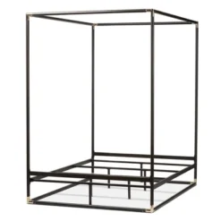 Queen Eva Vintage Industrial Finished Metal Canopy Bed Black - Baxton Studio -Baxton Furniture Store GUEST 03c41421 25df 4b31 b829 755b2e1235e6
