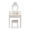 2pc Veronique White Finished Wood Vanity Table With Mirror And Ottoman White - Baxton Studio -Baxton Furniture Store GUEST 03e4c200 9d7d 4c56 8c48 79b365856cb2