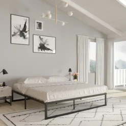 Merrick Lane 14 Inch Steel Bed Frame With Steel Slat Support For Any Mattress (No Box Spring Required) 19 Merrick Lane 14 Inch Steel Bed Frame With Steel Slat Support For Any Mattress (No Box Spring Required) -Baxton Furniture Store GUEST 04b937c1 32bf 4187 9164 4223b5d99aae