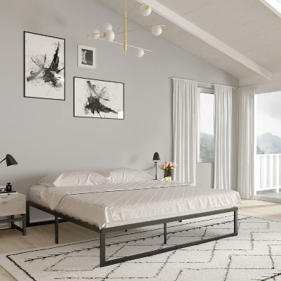 Merrick Lane 14 Inch Steel Bed Frame With Steel Slat Support For Any Mattress (No Box Spring Required) 6 Merrick Lane 14 Inch Steel Bed Frame With Steel Slat Support For Any Mattress (No Box Spring Required) - Image 4