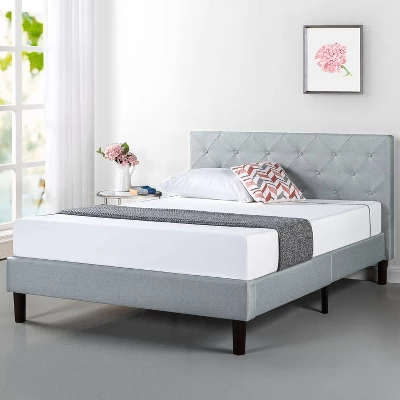 King Shalini Upholstered Platform Bed Frame Light Gray - Zinus 3 King Shalini Upholstered Platform Bed Frame Light Gray - Zinus