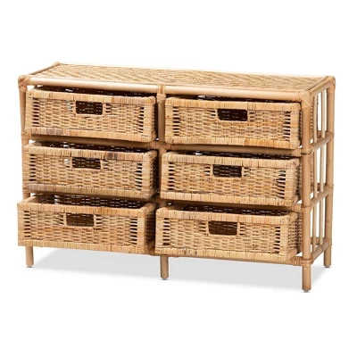 Dariana Rattan 6 Drawer Storage Cabinet Natural/Brown - Bali & Pari 4 Dariana Rattan 6 Drawer Storage Cabinet Natural/Brown - Bali & Pari - Image 2