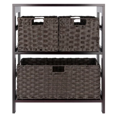 29.21" 4pc Leo Storage Shelf With Baskets Espresso/Chocolate - Winsome 3 29.21" 4pc Leo Storage Shelf With Baskets Espresso/Chocolate - Winsome