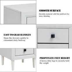 Costway Nightstand End Bedside Coffee Table Wooden Leg Storage Drawers White -Baxton Furniture Store GUEST 088bc481 80a0 4578 9eaf a9dcd03561c2