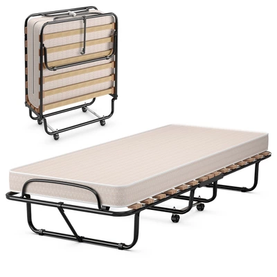 Costway Portable Folding Bed With Mattress Rollaway Cot Made In Italy NavyBeige 9 Costway Portable Folding Bed With Mattress Rollaway Cot Made In Italy NavyBeige - Image 7