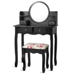Tangkula Vanity Table Set W/Detachable Mirror & Stool Black/White 22 Tangkula Vanity Table Set W/Detachable Mirror & Stool Black/White -Baxton Furniture Store GUEST 09f10413 05df 4628 a2d7 342c5914a1ca 1