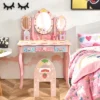 Costway Kids Vanity Princess Makeup Dressing Table Chair Set W/ Tri-fold Mirror Pink -Baxton Furniture Store GUEST 0b2933f7 261d 4e94 b8e5 c0a095b6d5b0