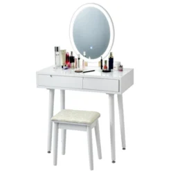 Costway Vanity Makeup Table Touch Screen 3 Lighting Modes Dressing Table Stool Set WhiteBlack Gray -Baxton Furniture Store GUEST 0b7f3a31 f090 4c12 bdd9 76b4f883d2d6