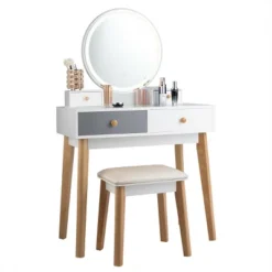 Costway Vanity Table 3 Color Lighting Modes MakeUp Stool Jewelry 19 Costway Vanity Table 3 Color Lighting Modes MakeUp Stool Jewelry -Baxton Furniture Store GUEST 0b934295 8230 4619 b644 8bfc0cc6d66a
