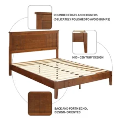 MUSEHOMEINC BF1007WK 12 Inch Tall Easy Assembly Solid Pinewood Mid Century Platform Bed With Headboard And Slat Supports, No Box Spring Needed, Queen -Baxton Furniture Store GUEST 0c549e20 1ecf 46c1 bd47 b656126636a9