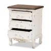 Levron And Antique Wood 3 Drawer Nightstand Walnut Brown/Antique White - Baxton Studio -Baxton Furniture Store GUEST 0c8db506 3b3e 4d8a af57 aeaeedb01a53