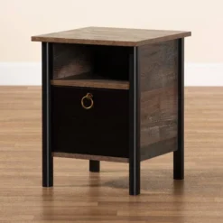 Vaughan Two-Tone Rustic Finished Wood Nightstand Walnut - Baxton Studio -Baxton Furniture Store GUEST 0ce80763 d244 4e18 ad69 3be14af8b083