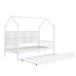 Wooden Platform House Bed With Trundle And Shelf-ModernLuxe -Baxton Furniture Store GUEST 0d5ff250 b94c 42d6 8913 612fcd420a5d