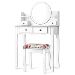 Tangkula Vanity Table Set W/Detachable Mirror & Stool Black/White 23 Tangkula Vanity Table Set W/Detachable Mirror & Stool Black/White -Baxton Furniture Store GUEST 0dca2b86 31cf 4daa 9ac2 a321829b4a78