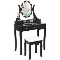 Tangkula Vanity Table Makeup Dresser Desk W/LED Light Drawers & Stool Black/Brown/White 17 Tangkula Vanity Table Makeup Dresser Desk W/LED Light Drawers & Stool Black/Brown/White -Baxton Furniture Store GUEST 0f0aaa99 25c7 45c7 b9a0 71e25f4bd6fc