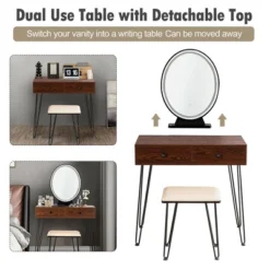Costway Vanity Makeup Dressing Table W/ 3 Lighting Modes Mirror Touch Switch RusticCoffee -Baxton Furniture Store GUEST 1011b8cb 3d80 4bb0 9ce8 7a9270bb9ee1