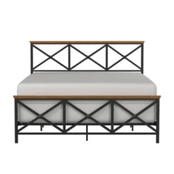 Queen Ashford Metal Bed With Wood Accent Textured Black Oak Finished Wood - Hillsdale Furniture -Baxton Furniture Store GUEST 1080edfa 8174 4f11 ae04 15f6d31b931d