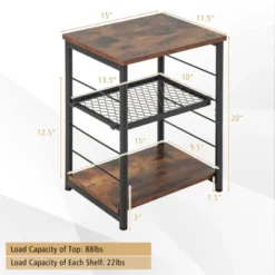 Tangkula 3-Tier Industrial Side Table Nightstand With Removable Mesh Metal Shelf Adjustable Leveling Foot Pads End Table 17 Tangkula 3-Tier Industrial Side Table Nightstand With Removable Mesh Metal Shelf Adjustable Leveling Foot Pads End Table -Baxton Furniture Store GUEST 10a340fc 22a5 44c0 85e0 c07fa81e8b55