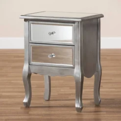 Leonie Wood And Mirrored Glass 2 Drawer Nightstand Silver - Baxton Studio 15 Leonie Wood And Mirrored Glass 2 Drawer Nightstand Silver - Baxton Studio -Baxton Furniture Store GUEST 11a90e01 c30a 4292 9248 cceecc82934f