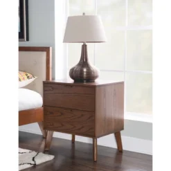 Reid 2 Drawer Nightstand Chest Walnut - Linon -Baxton Furniture Store GUEST 11b08e74 424c 4c76 b9bf 23161566fbde