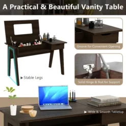 Costway Vanity Table With Flip Mirror Writing Computer Desk Storage Drawer Walnut 14 Costway Vanity Table With Flip Mirror Writing Computer Desk Storage Drawer Walnut -Baxton Furniture Store GUEST 12679223 8284 404d bc24 6d038deeeb91