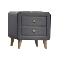 20" Valda Nightstand Light Gray Fabric - Acme Furniture