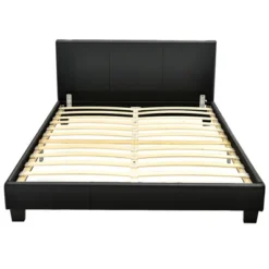 Costway Queen Upholstered Platform Bed Frame With Linen/PU Headboard Wood Slat Gray/Black -Baxton Furniture Store GUEST 15d74af5 cbc6 418d b83e 0ed01ff3f6ee