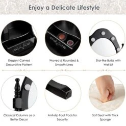 Vanity Table Set Detachable Makeup Table Dressing Desk With Mirror & Cushioned Stool Brown/White/Black -Baxton Furniture Store GUEST 15e19938 4465 4d2d 959c aa592e0fe219