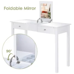 Costway Vanity Table Dressing Table Flip Top Desk Furniture White -Baxton Furniture Store GUEST 1645fa62 7554 4e09 807f 96c9c4effcb3
