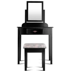 Costway Makeup Desk Vanity Dressing Table Square Stool 1 Large Black -Baxton Furniture Store GUEST 16990217 8f45 4e8a 9795 b7b1076a631c