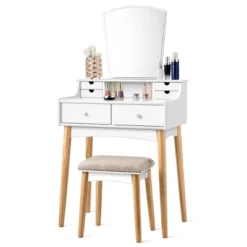 Costway Vanity Table 6 Dressing Table Cushioned Stool Makeup Table 19 Costway Vanity Table 6 Dressing Table Cushioned Stool Makeup Table -Baxton Furniture Store GUEST 177ea2b8 cef0 4787 9c85 d2dcc665a324