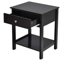 Costway 2PCS 2-Tier Nightstand Modern Side End Table W/ Drawer & Open Shelf -Baxton Furniture Store GUEST 18907322 143a 442e aa5a 67762adc663d