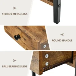 Costway Industrial End Side Table Nightstand With Drawer Shelf Rustic Brown -Baxton Furniture Store GUEST 18b5c9fa b693 413b 8709 16f65411c5b4