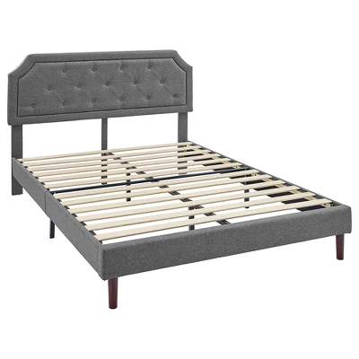 BIKAHOM Upholstered Platform Bed With Button Tufted Headboard, Dark Grey 7 BIKAHOM Upholstered Platform Bed With Button Tufted Headboard, Dark Grey - Image 5
