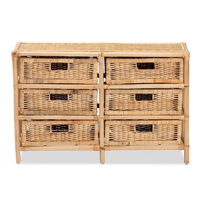 Dariana Rattan 6 Drawer Storage Cabinet Natural/Brown - Bali & Pari 5 Dariana Rattan 6 Drawer Storage Cabinet Natural/Brown - Bali & Pari - Image 3