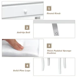 Tangkula Make-Up Vanity Table Dresser Set W/LED Light & Padded Stool -Baxton Furniture Store GUEST 1a7849a1 c35a 412e b1e3 ee07bd61b717