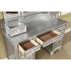 3pc Branson 9 Drawer Transitional Vanity Table Set - HOMES: Inside + Out -Baxton Furniture Store GUEST 1aa95305 9b03 4481 a9c5 e11a6b16e271