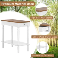 Costway 2 PCS 2-tier End Side Narrow Table Nightstand W/ Drawer For Living Room Bedroom -Baxton Furniture Store GUEST 1ab57aec a8ee 4182 9330 6b5270749708