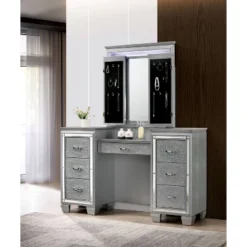 2pc Mallery Vanity Set With Stool Silver - HOMES: Inside + Out -Baxton Furniture Store GUEST 1af5d629 35a0 4166 ab10 2cae923ea79b