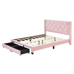 Queen Size Linen Upholstered Storage Platform Bed With Two Drawers-ModernLuxe -Baxton Furniture Store GUEST 1ba1c44b ab5b 4adb b404 a831689e4d01