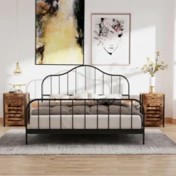 Costway 2PCS Nightstand W/ Drawer Cabinet Adjustable Shelf Industrial Side Table Rustic -Baxton Furniture Store GUEST 1bc4a5b7 658d 4b39 9e28 91c44709d0c9