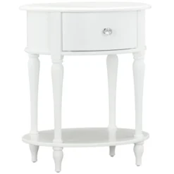 Little Seeds Rowan Valley Laren Oval 1 Drawer Nightstand With Wood Legs, White -Baxton Furniture Store GUEST 1e3dc0b7 9c6d 4316 96db 82b4b4c4b5bb