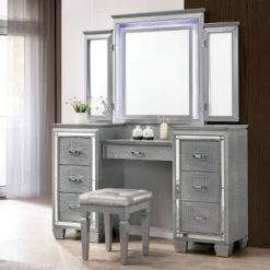 2pc Mallery Vanity Set With Stool Silver - HOMES: Inside + Out