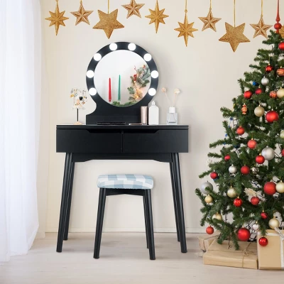 Costway Vanity Makeup 8 Dimmable Bulbs Lighted BlackWhiteNatural 12 Costway Vanity Makeup 8 Dimmable Bulbs Lighted BlackWhiteNatural - Image 10